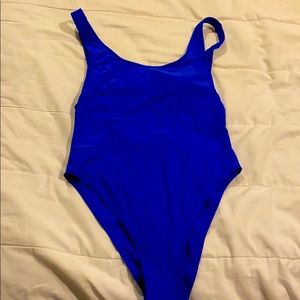 Blue one piece swimsuit